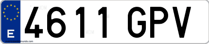 Ejemplo de matrícula de coche ordinaria 4611 GPV
