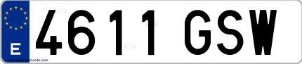 Ejemplo de matrícula española 4611 GSW
