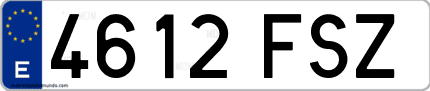 Ejemplo de matrícula de coche ordinaria 4612 FSZ