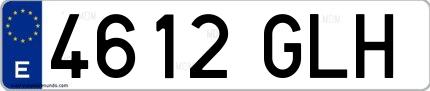 Ejemplo de matrícula española 4612 GLH