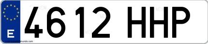 Ejemplo de matrícula española 4612 HHP