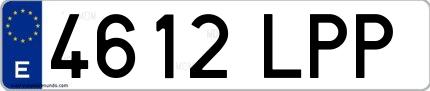 Ejemplo de matrícula española 4612 LPP