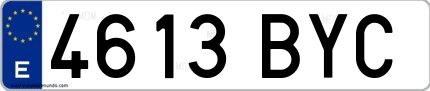 Ejemplo de matrícula española 4613 BYC