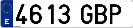 Ejemplo de matrícula española 4613 GBP