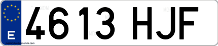 Ejemplo de matrícula de coche ordinaria 4613 HJF