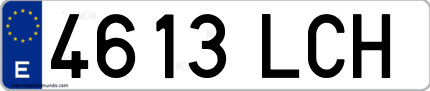 Ejemplo de matrícula de coche ordinaria 4613 LCH