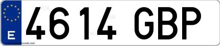 Ejemplo de matrícula española 4614 GBP
