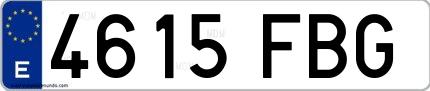 Ejemplo de matrícula española 4615 FBG