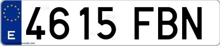 Ejemplo de matrícula española 4615 FBN