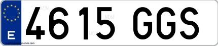 Ejemplo de matrícula española 4615 GGS