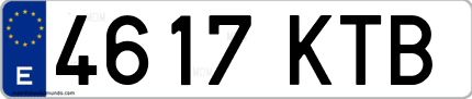 Ejemplo de matrícula de coche ordinaria 4617 KTB