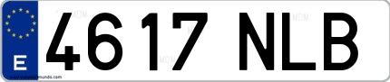 Ejemplo de matrícula española 4617 NLB