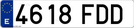 Ejemplo de matrícula española 4618 FDD