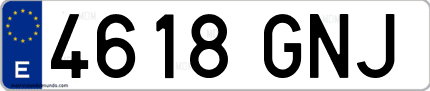 Ejemplo de matrícula de coche ordinaria 4618 GNJ