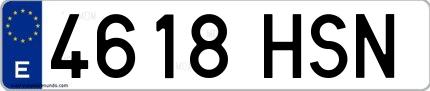 Ejemplo de matrícula española 4618 HSN
