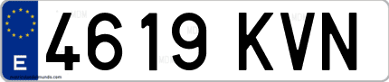 Ejemplo de matrícula de coche ordinaria 4619 KVN