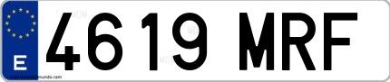 Ejemplo de matrícula española 4619 MRF