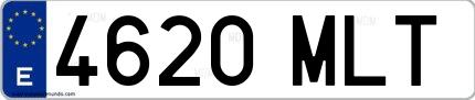 Ejemplo de matrícula española 4620 MLT