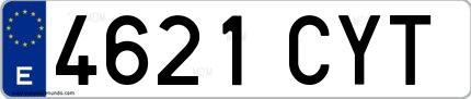 Ejemplo de matrícula española 4621 CYT