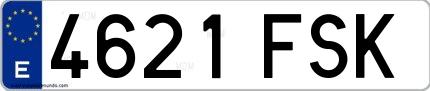 Ejemplo de matrícula española 4621 FSK
