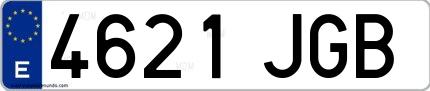 Ejemplo de matrícula española 4621 JGB