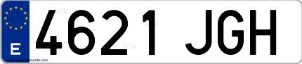 Ejemplo de matrícula española 4621 JGH