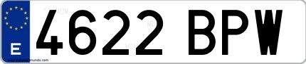 Ejemplo de matrícula española 4622 BPW