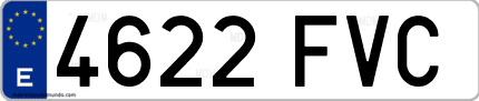 Ejemplo de matrícula de coche ordinaria 4622 FVC