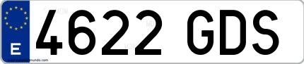 Ejemplo de matrícula española 4622 GDS