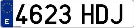 Ejemplo de matrícula española 4623 HDJ