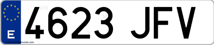 Ejemplo de matrícula de coche ordinaria 4623 JFV