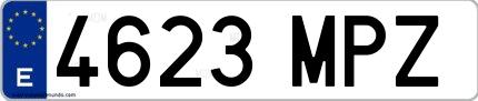 Ejemplo de matrícula española 4623 MPZ