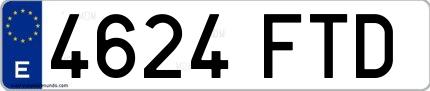 Ejemplo de matrícula española 4624 FTD