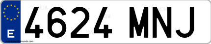 Ejemplo de matrícula de coche ordinaria 4624 MNJ