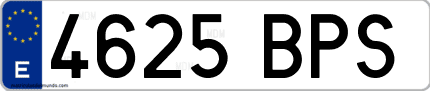 Ejemplo de matrícula de coche ordinaria 4625 BPS