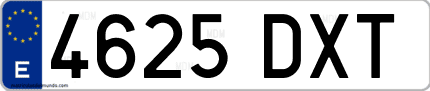 Ejemplo de matrícula de coche ordinaria 4625 DXT
