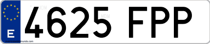Ejemplo de matrícula de coche ordinaria 4625 FPP