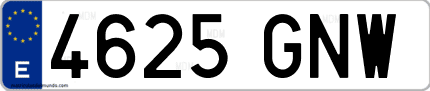 Ejemplo de matrícula de coche ordinaria 4625 GNW