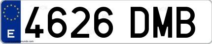 Ejemplo de matrícula de coche ordinaria 4626 DMB