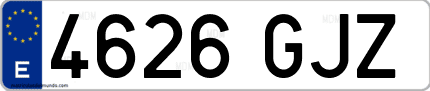 Ejemplo de matrícula de coche ordinaria 4626 GJZ