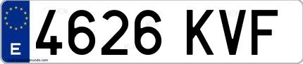 Ejemplo de matrícula española 4626 KVF