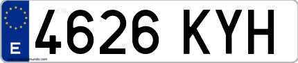 Ejemplo de matrícula de coche ordinaria 4626 KYH