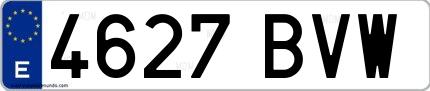 Ejemplo de matrícula española 4627 BVW