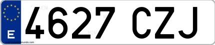 Ejemplo de matrícula española 4627 CZJ