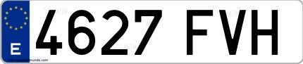 Ejemplo de matrícula española 4627 FVH