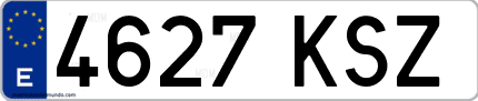 Ejemplo de matrícula de coche ordinaria 4627 KSZ
