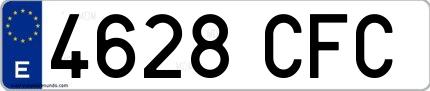 Ejemplo de matrícula española 4628 CFC