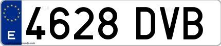 Ejemplo de matrícula de coche ordinaria 4628 DVB