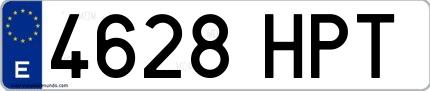 Ejemplo de matrícula española 4628 HPT