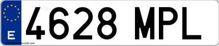 Ejemplo de matrícula española 4628 MPL